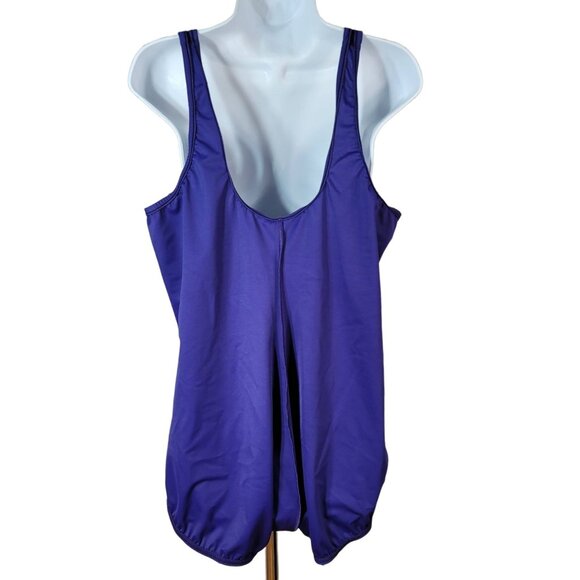 Lands' End Skirted Swimsuit Purple 24W V Neck No Wire Wrap One Piece Slimming - Picture 7 of 8